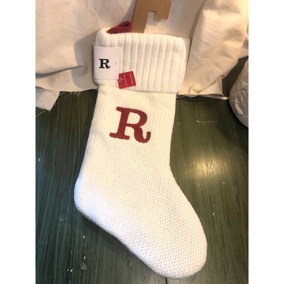 Wondershop NWT White Monogrammed "R" Knit Christmas Stocking - Picture 1 of 4